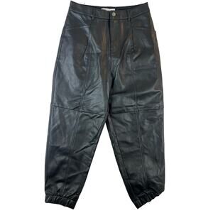 Zara Black Faux Leather Joggers Sz 4